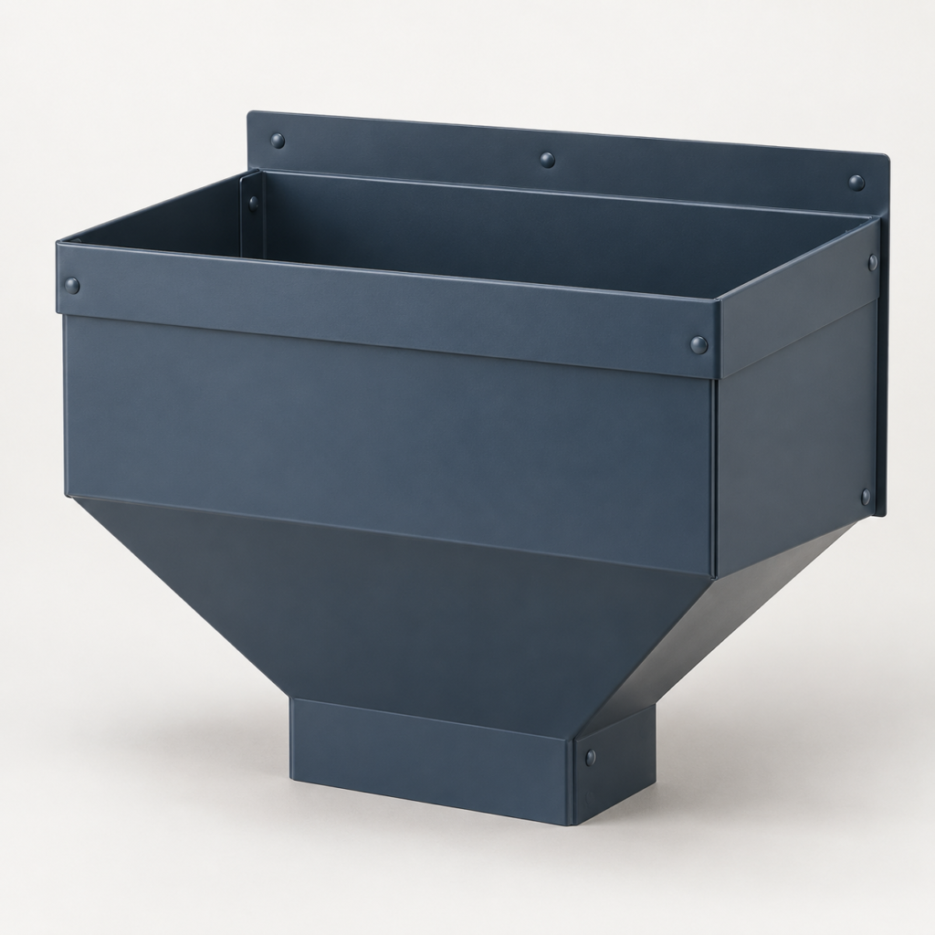 Custom metal rainwater collector made by Gutter1